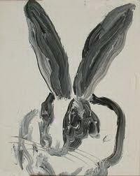 Black and White Painting - rabbit black and white